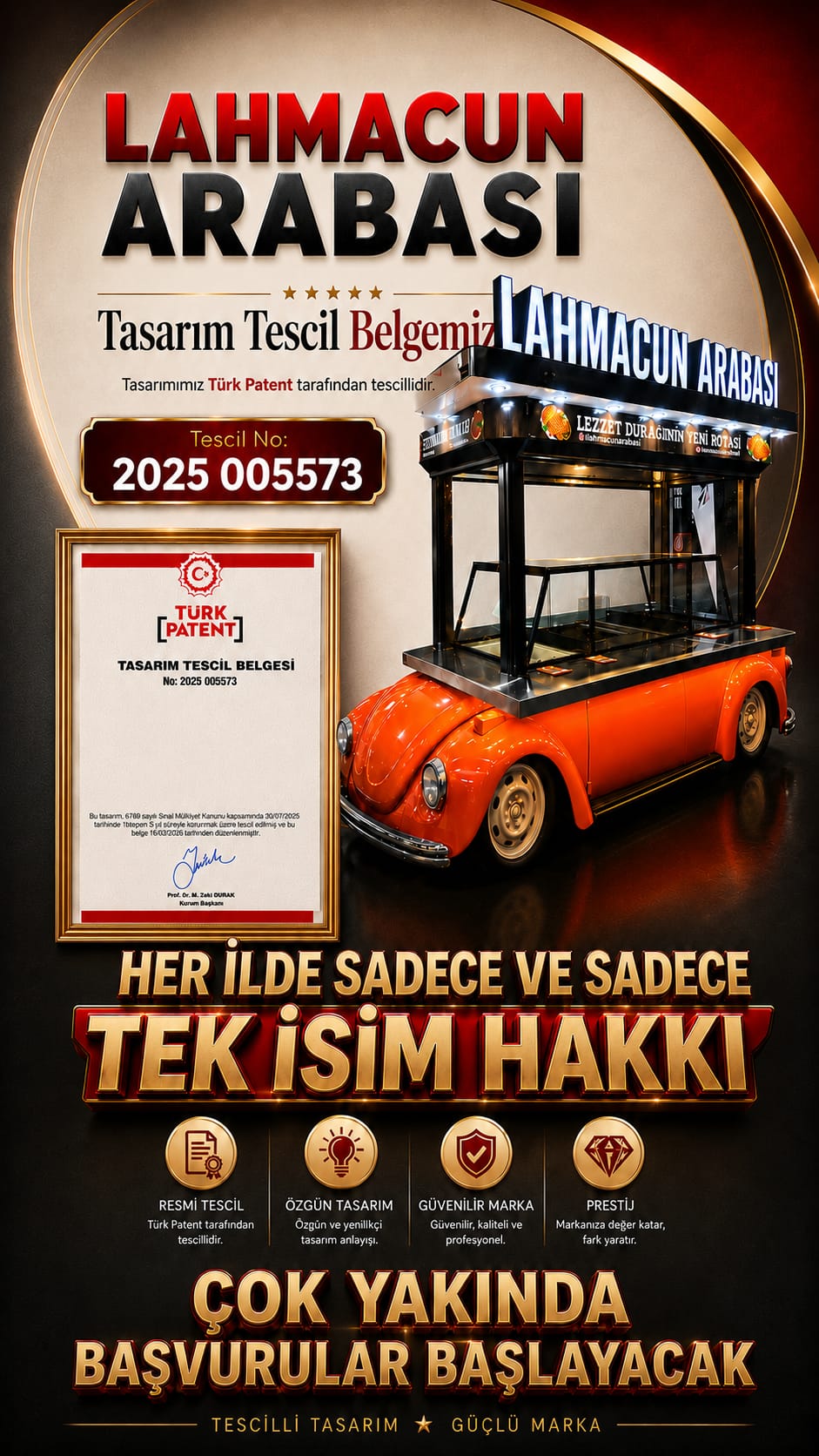 Lahmacun Arabası Franchise - Tasarım Tescil Belgesi